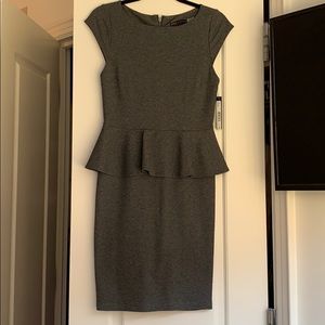 NWT Alice + Olivia Peplum Grey Sheath Dress